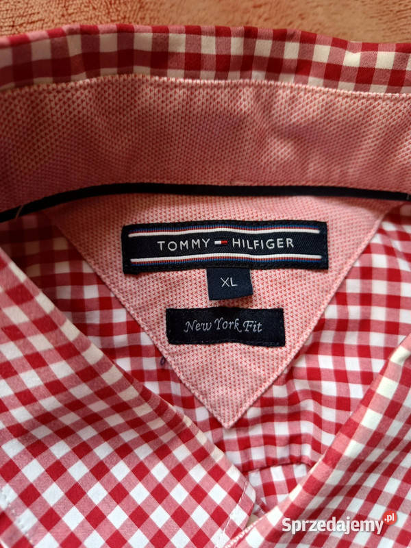Koszula Tommy Hilfiger czerwona w białą kratkę r