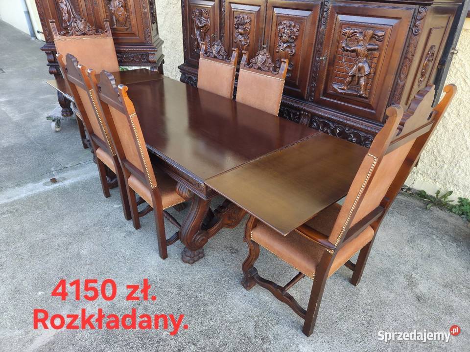 Piękne stoły dębowe z krzesłami stan transport Kleczew