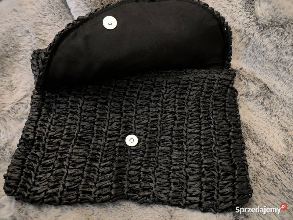 Letnia czarna torebka zapinana kosmetyczna do 31cm