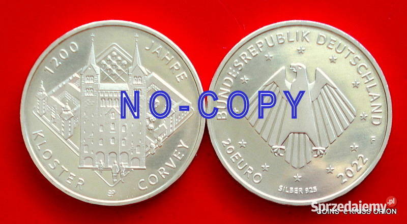 20 Euro 2022 r F NIEMCY Closter Corvey Ag925 Katowice