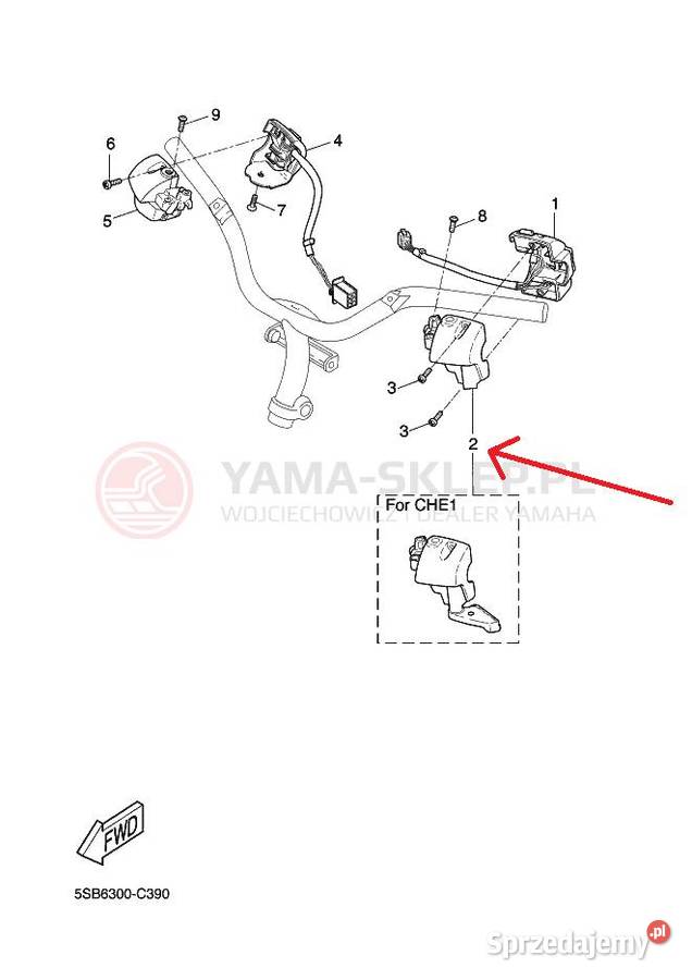 Przełącznik kierownicy Yamaha Aerox 5SBH398700 Przełączniki świętokrzyskie