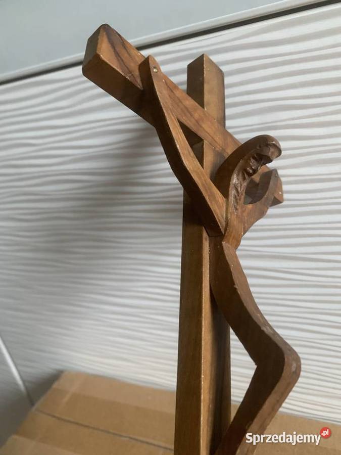 art deco Krzyż na ścianę drewno Łowicz