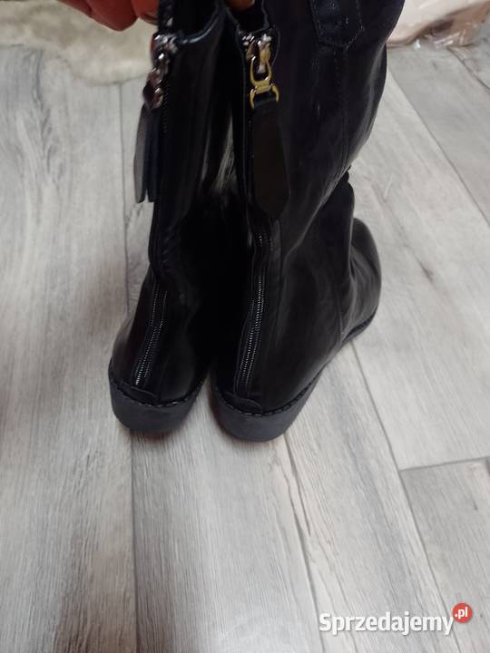 43 Ekskluzywne czarne krótkie Kozaki kowbojki 28cm