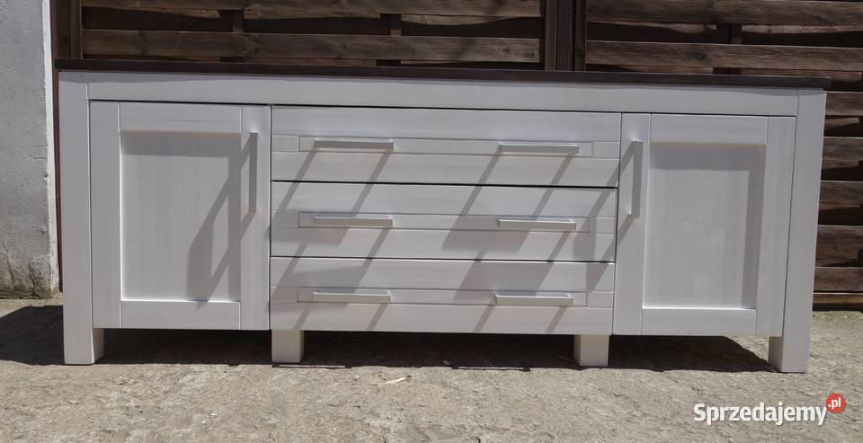 Komoda drewniana kredens biała duża szer201