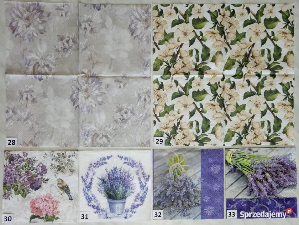 Serwetki decoupage kwiaty zestaw C Laskowiec sprzedam