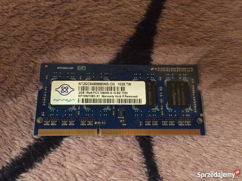 Pamięć Nanya SODIMM DDR3 2 GB PC10600 do laptopa Micron Technology Warszawa sprzedam