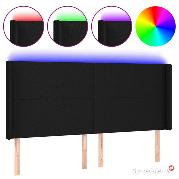 Zagłówek do łóżka z LED czarny 183x16x118128 mazowieckie Warszawa