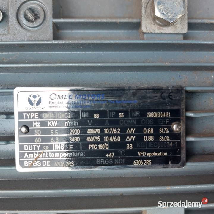 Silnik elektryczny 56 kW 2900 obr Wałek fi 28 mm Pozostałe Żary