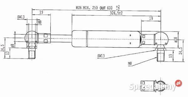 Sprężyna gazowa L600 mm 210N Stabilus CA048887 Kamionna