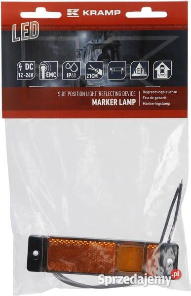 Lampa obrysowa LED prostokątna 1224V z przewodem