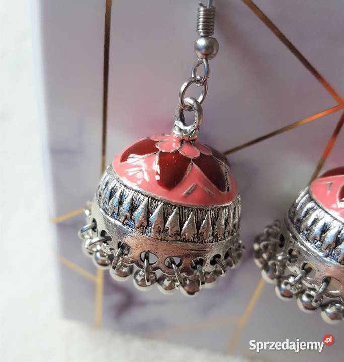 Nowe kolczyki indyjskie dzwonki srebrny kolor Szczecin