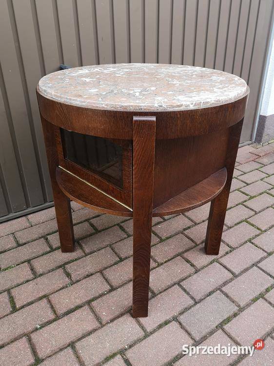 Stolik Barek Okrągły ARTDECO Dębowy Stary Antyk wielkopolskie Swarzędz