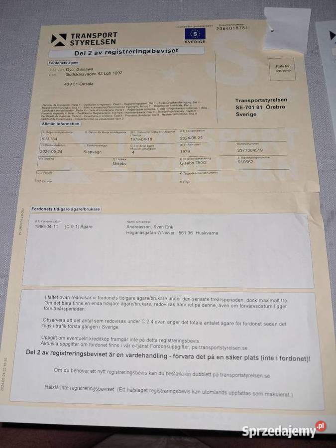 Przyczepka samochodowa lekka 750 dokumentacja Chełm sprzedam