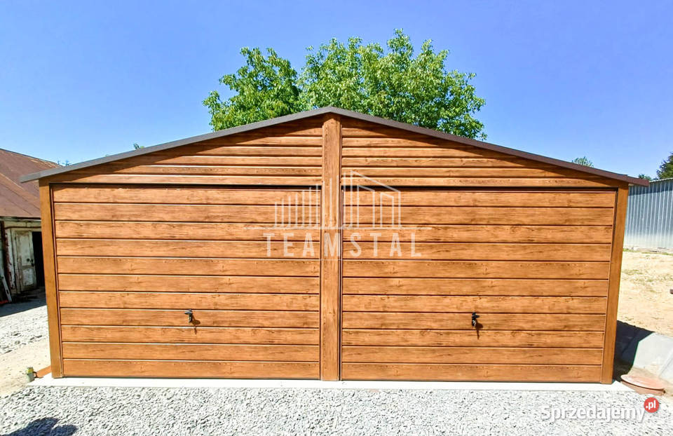 GARAŻ BLASZANY 6m x 6m poziom dwuspad 2x Brama Niepołomice