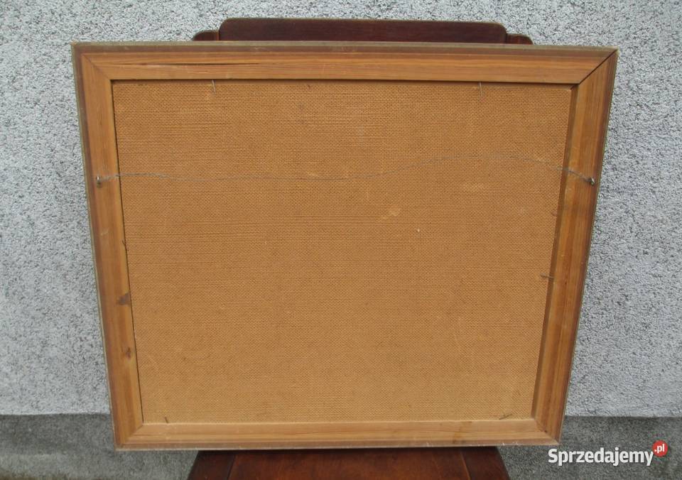 Obraz olejny Przystań Szwecja lata 70