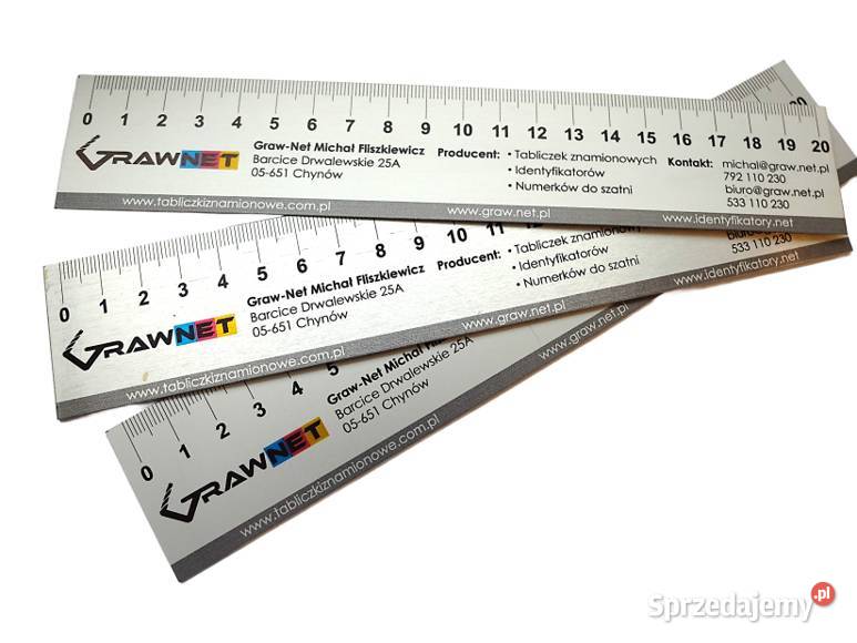 Linijka metalowa reklamowa gadżet z logo 15 10 Chynów sprzedam