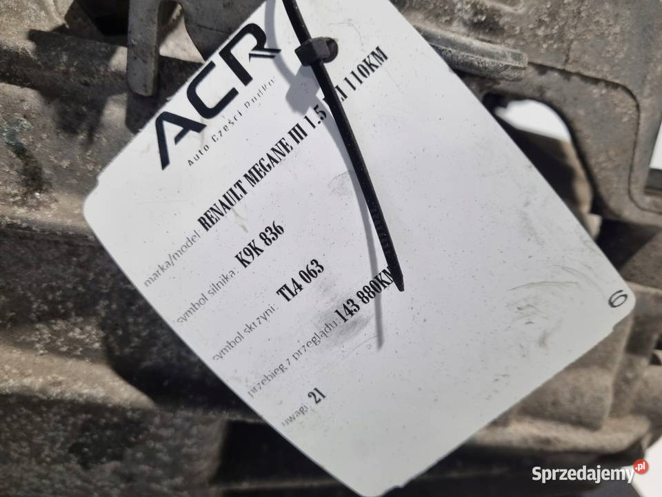 SKRZYNIA BIEGÓW Renault Megane III 15 DCI TL4063 Skrzynie biegów manualne Chełm