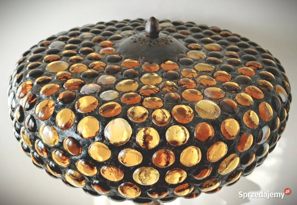 Piękna lampa witrażowa ze szklanych kaboszonów Wysoka