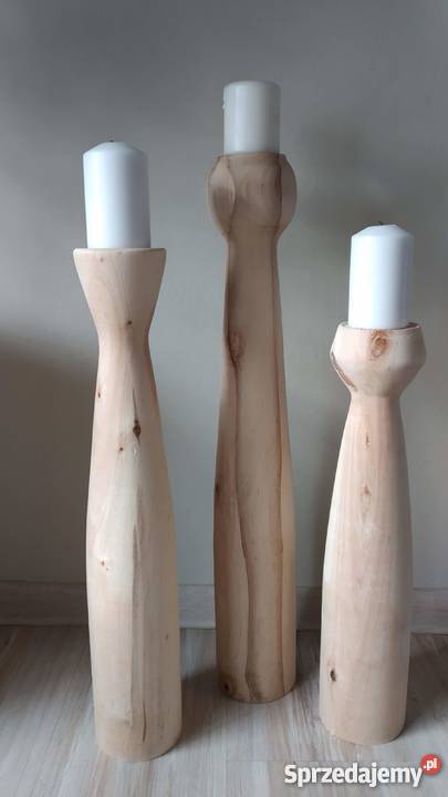 Świeczniki drewniane toczone rękodzieło Rękodzieło Wieluń