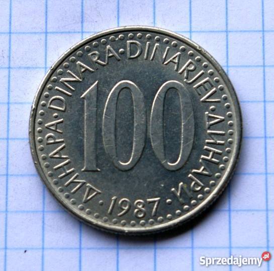 100 DINARA 100 DINARÓW 1987 JUGOSŁAWIA Parczew