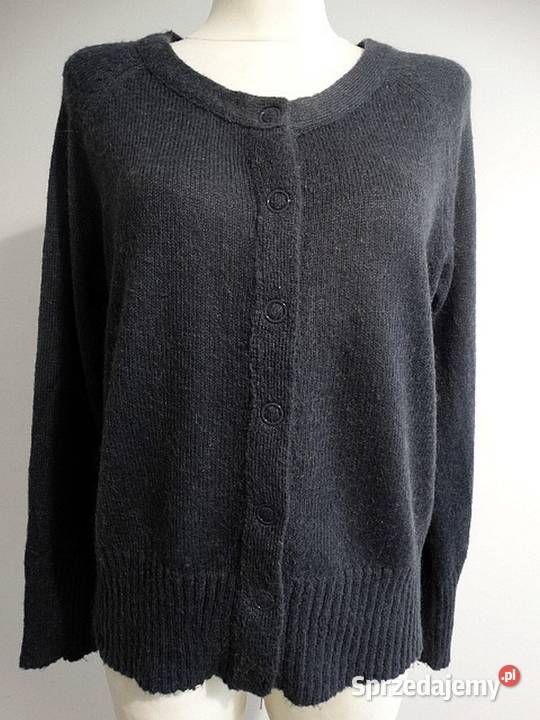 Sweter Kardigan Moherowy Wełniany Szary Ciepły Łomża