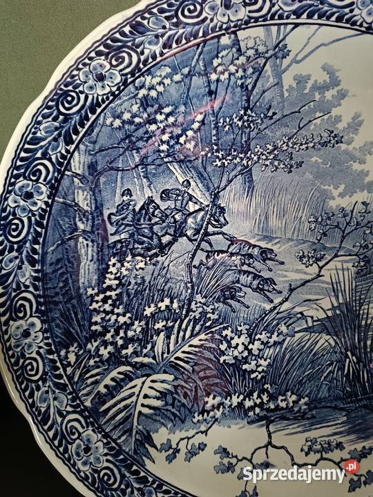 Duży talerz Boch Belgium Delfts kobaltowy Lipno