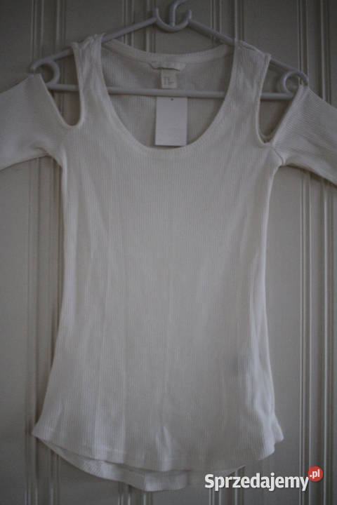 biały top HM xs 34 cold shoulder odkryte ramiona Toruń