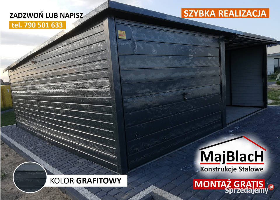 Garaż Blaszany GRAFITOWY 2 Bramy TANIE Garaże Turek