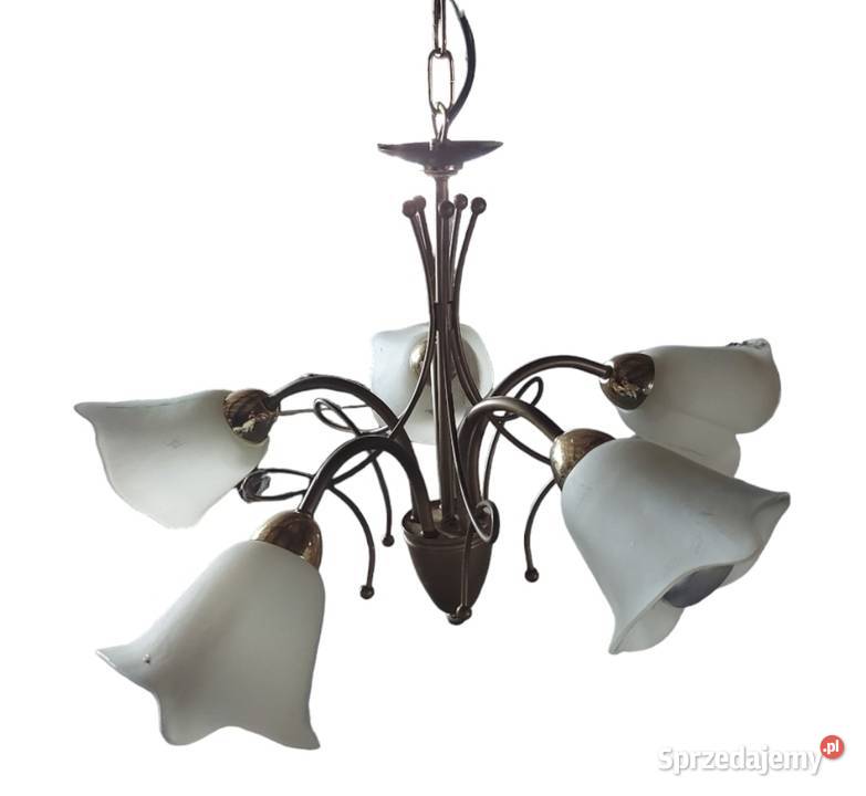 Żyrandol pięcioramienny kwiaty lampa metal Sędziejowice sprzedam