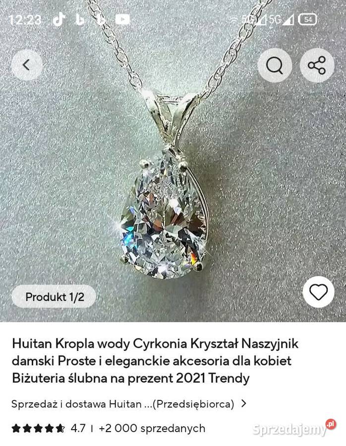 Naszyjnik kropla wody z cyrkonią