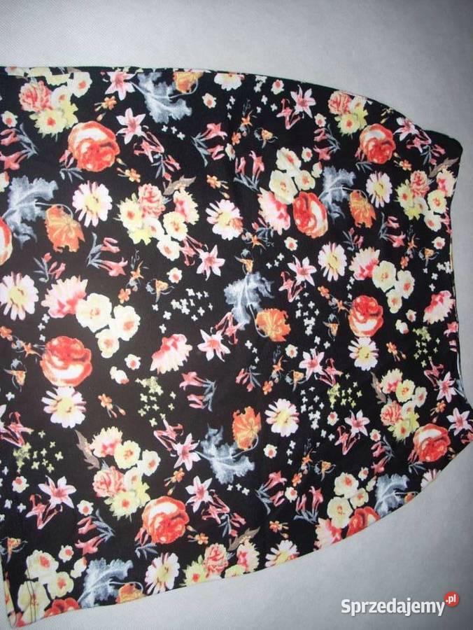 Dopasowana Spódnica Kwiaty NOWA 34 36 czarny Nowy Sącz
