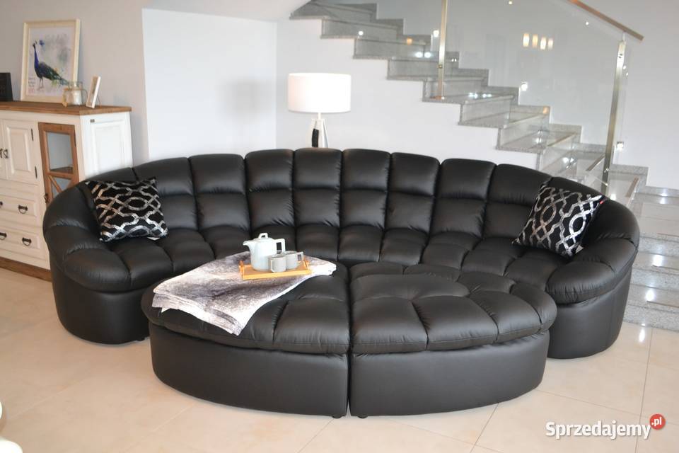 Nowoczesny narożnik NEPAL z pufami SKÓRA Nysa