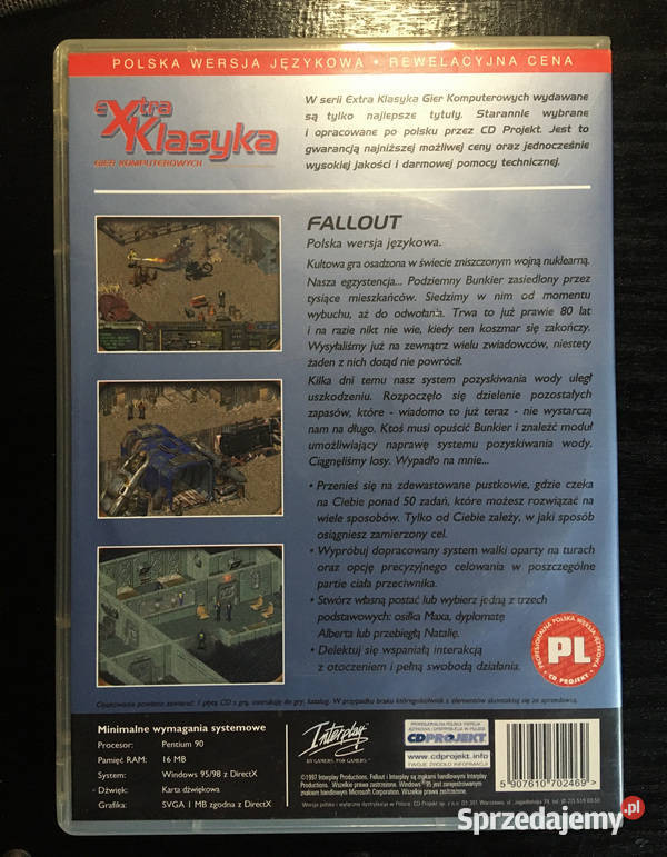 Gra komputerowa Fallout 1 Xtra Klasyka CDROM CD napisy Komputerowe PC małopolskie Kraków
