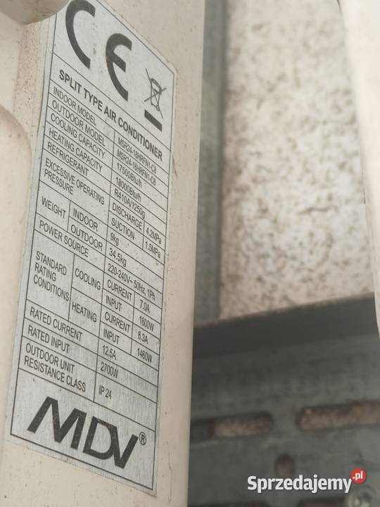 Klimatyztor split MDV MDV ściennosufitowy Instalacje mazowieckie Warszawa