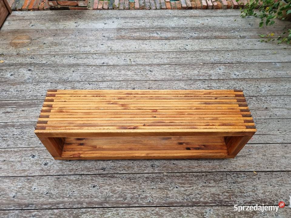 Ławka masywna siedzisko drewniane ogrodowe 3D Ławy i ławki śląskie Kalety