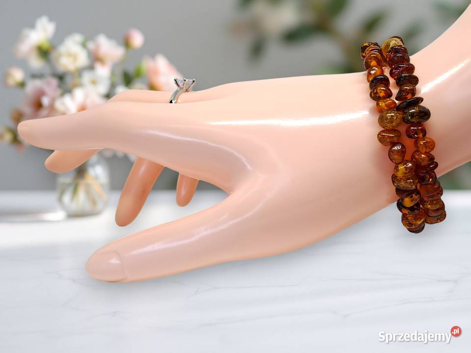 Bransoletka BURSZTYN bałtycki baroczek koniak Warszawa