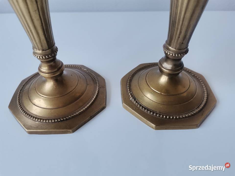 Stare przedwojenne 2 świeczniki stary mosiądz Katowice sprzedam