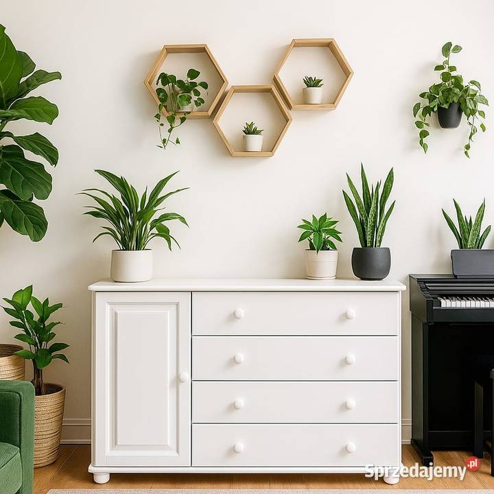 Duża biała komoda sosnowa KN 34 47cm Maków Podhalański