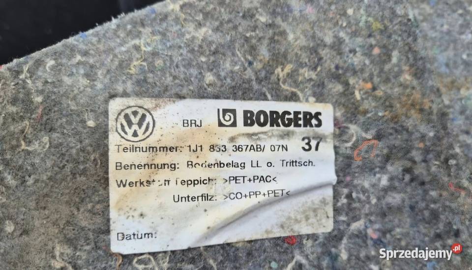 DYWAN WYKŁADZINA VW GOLF IV 4 VW BORA 5 DRZWI Działoszyce