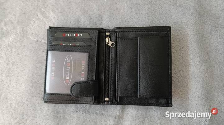 Nowy elegancki męski czarny skórzany portfel Dla mężczyzn Katowice