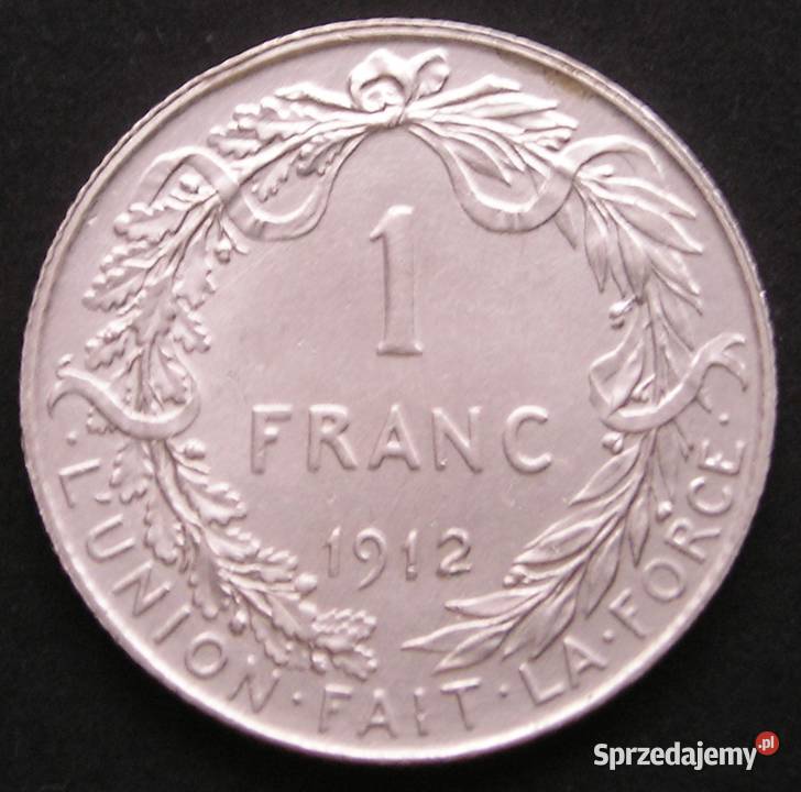 BELGIA 1 FRANK 1912 KRÓL ALBERT SREBRO STAN 12 Łódź