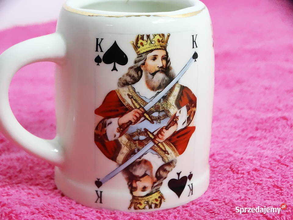 Ceramiczny kubek kufelek z motywem kart do gry Biłgoraj