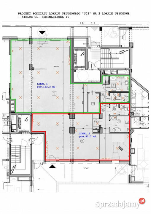 Lokal 82m możliwość 196m Parter Stan Kielce