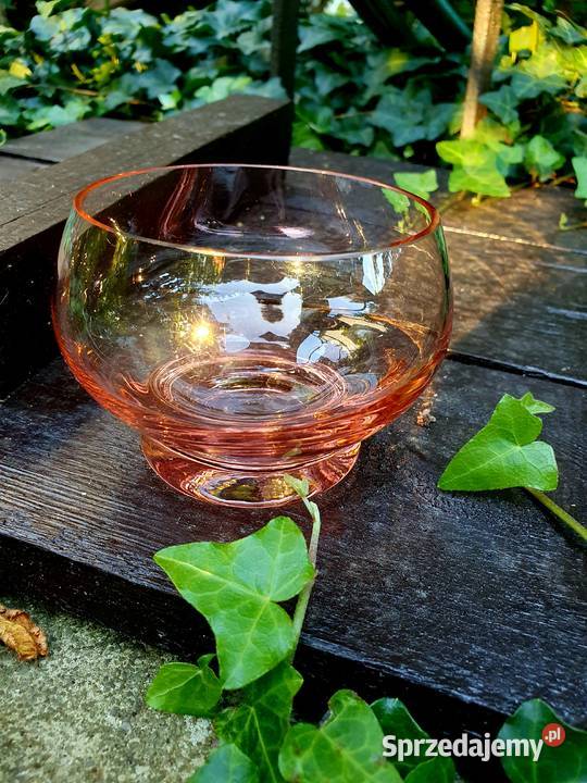 Dzbanek i miska szkło rozalinowe Myszków