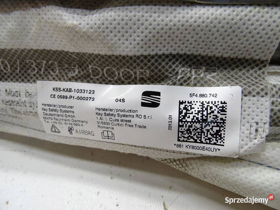 KURTYNA POWIETRZNA AIRBAG PRAWA SEAT LEON III 5D Motoryzacja