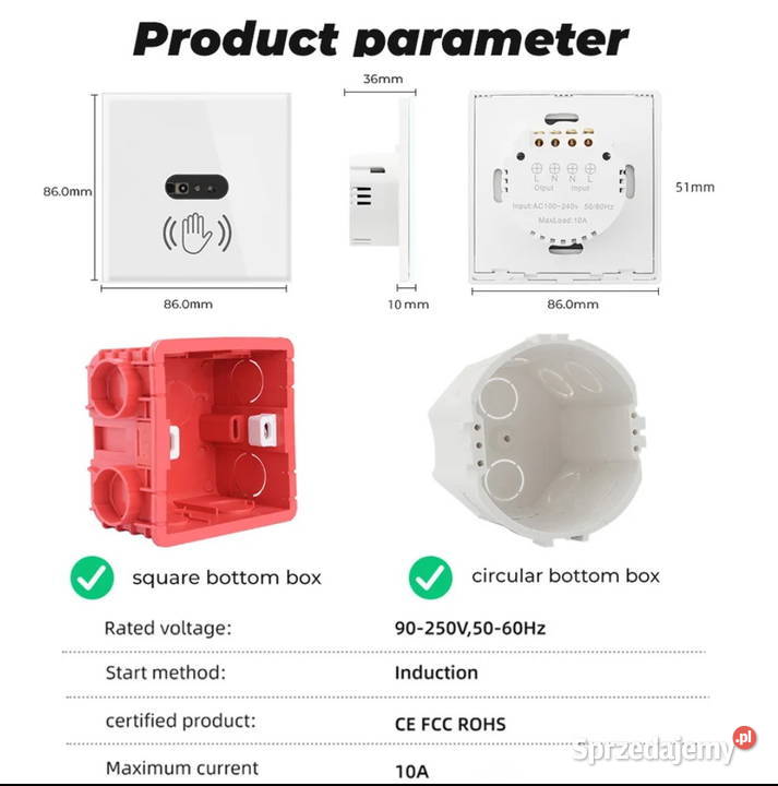 BEZDOTYKOWY zbliżeniowy włącznik dświatła SZKŁO sprzedam