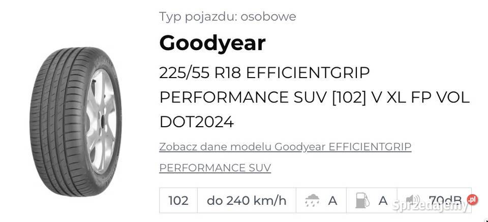 Opony letnie 22555 R18 Goodyear Efficientgrip 55 Białystok