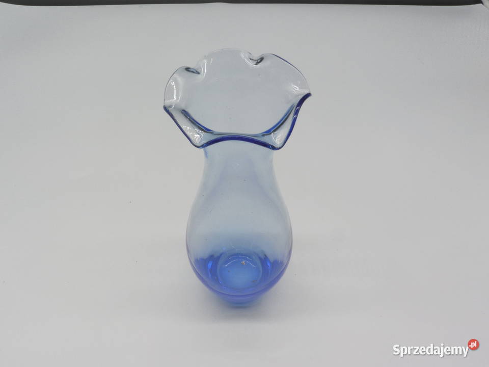 Ręcznie formowany niebieski szklany wazon Raszków