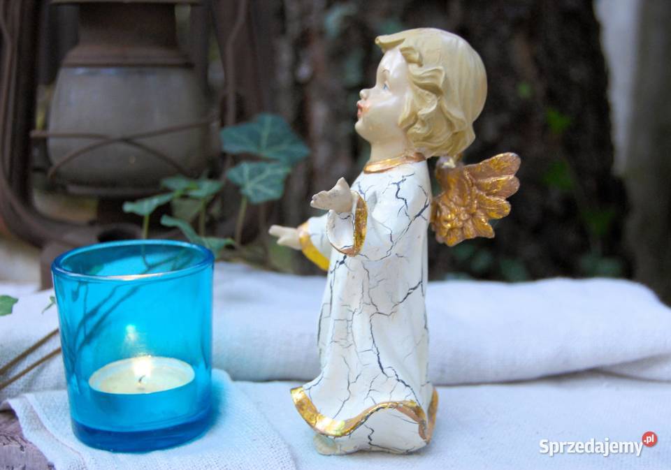 Anioł aniołek shabby chic figurka z żywicy 15 beżowy lubelskie Lublin
