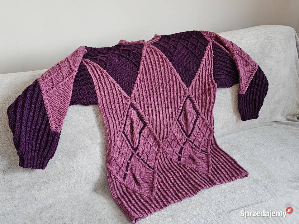 Sweter damski owersize r L do XXL Robota ręczna